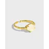 560 Versión coreana de INS diseño de nicho temperamento todo-partido incrustado textura de cristal S925 plata de ley anillo abierto para mujer