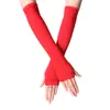 Luvas Femininas Estilo Coreano Luvas Meio Dedo Femininas Luvas Longas de Inverno Outono e Inverno Coberturas de Braço Luvas de Lã Sem Dedos