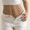 Moda transfronteriza europea y americana para todo tipo de cuerpo, cadena corporal estilo vacacional con lentejuelas y borlas, cadena de cintura doble de eslabones finos, cadena corporal dulce y cool