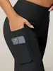 Novas Calças de Yoga Esportivas de Cintura Alta com Bolso Lateral Elásticas Emagrecedoras Bolso para Celular Camada Base Fitness F