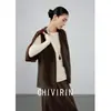 Estilo Novo Outono e Inverno 2026 Colete Jaqueta Sem Mangas Slim-Fit Versátil para Mulheres com Design Único e Elegante Estilo Executivo na Cor Café