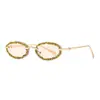 Gafas de sol con incrustaciones de diamantes para mujer, gama alta, estilo Ins, montura ovalada, malla metálica, cruz roja, gafas transfronterizas, gafas de sol de moda, tendencia europea y americana
