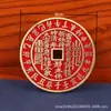 Moedas estilo antigo, artesanato vintage de latão, moedas antigas vermelho-cinábrio, pingentes de dinheiro fantasma de montanha, pingentes de dinheiro Bagua estilo chinês