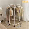 [Mais Vendido] Varal de Roupas Cabide Hexagonal Doméstico para Roupas Rack Simples de Armazenamento para Varanda Varal Móvel