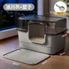 Bandeja de arena para gatos completamente cerrada extragrande, Anti-salpicaduras, Anti-olores, Inodoro para gatos transparente extragrande, Bandeja de arena especial para gatos