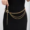Cadena de Cintura Elegante de Metal con Girasol para Mujer de Comercio Exterior, Accesorio de Cintura Ajustable para Vestido, Cinturón de Cadena Multicapa de Gama Alta