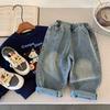 Jeans para Niños 2026 Nuevo Estilo Otoño Pantalones Largos para Niños Bordados Elegantes Sueltos Modernos Pantalones para Niños