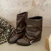 Botas Retro Maillard de Punta Gruesa para Mujer 2026 Nuevo Estilo Otoño para Mujeres Petitas, Acortadoras y Adelgazantes Botines