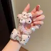 Gatito Rosa con Lazo Anillo Intestino Pequeño Lazo para el Cabello de Niña Linda Lazo para el Cabello de Flores con Puntos Dulces Banda de Goma