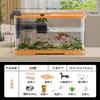 Aquário Grande para Peixes e Tartarugas, Aquário de Mesa, Tanque Dedicado para Sala de Estar com Plataforma para Tomar Sol, Aquário para Preguiçosos, Sistema de Circulação Integrado, Plástico