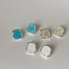 Brincos Geométricos Quadrados de Cristal Cluster de Diamante Triturado Gelo-Claro para Mulheres, Simples e Sofisticados, Estilosos e Modernos, Brincos Versáteis