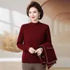Ropa de otoño e invierno para madre, nuevo suéter de punto elegante talla grande, camisa básica moderna y a la moda para mediana edad y personas mayores, conjunto versátil de dos piezas