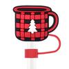 Amazon Hot Christmas Straw Cap Personalizado Soft Glue 10mm Straw Sleeve Party Straw Decorative Cap Capa de poeira