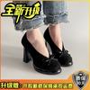Zapatos Mary Jane para Mujer Estilo Retro Francés, Tacón Grueso, Lazo, Tacón Súper Alto, Estilo Verano, Gamuza, Moda, Punta Redonda