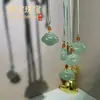 Pingente de Paz em Jade Aventurina Natural de Xinjiang, Amuleto de Buda para Homens e Mulheres, Fecho com Padrão de Nuvem, Colar Vintage