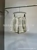 Traje de Chaleco de Lino Dorado para Mujer Primavera y Verano 2025 Nuevo Conjunto de Tres Piezas de Pantalones Cortos y Pantalones a la Moda