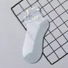 Medias de Seda Transpirables Antibacterianas para Mujer, Calcetines de Cristal de Seda con Encaje Pequeño para Mujer, Calcetines de Princesa de Malla de Cristal, Calcetines de Barco, Estilo Delgado de Verano