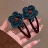 Lindo pasador de flor tejida con textura de terciopelo, forma ovalada, estilo vintage, para niñas, estilo nuevo