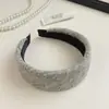 Faixa de Cabeça Larga Vintage com Lã Grossa para Mulheres, Outono/Inverno, Coroa Alta, Emagrecimento do Rosto, Acessório de Cabelo Versátil