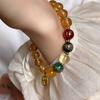 Pulsera de Cuentas de Porcelana Gris Fragante con Lámina de Oro y Esmalte de Color Arena para Hombres y Mujeres Pulsera de Cuentas de Transferencia para Parejas Joyería