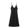 Ropa Europea y Americana Transfronteriza para Mujer Za Aliexpress Venta Caliente Verano Cuello en V Corbata Tirante Suelto Vestido