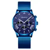 Relógio Masculino de Negócios Cruzado Novo Simples Falso Três Mostradores Personalizado Fivela Oculta Malha Casual Calendário Relógio de Quartzo
