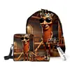 2025 Hombre de Palo de Madera Transfronterizo Shan Hai Jing Tungtungtung Mochila Escolar Mochila de Hombro Estuche Tres Piezas