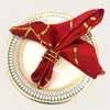 Suministro de Servilletas Cuadradas Estilo Americano, Servilletas de Tela Oxford de 20*20 Pulgadas con Rayas Estampadas en Oro, Servilletas Estilo Western, Venta al por Mayor de Fábrica