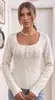 Amazon Wish Suéter de Punto de Moda para Mujer Primavera y Otoño Top Europeo y Americano Ajustado Cuello Cuadrado Tejido de Punto Trenzado Manga Larga Venta al por Mayor En Stock