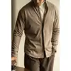 Camisa de Lana Gruesa Cálida con Cremallera y Mangas Largas Estilo Business Casual para Hombre, Novedad Otoño 2026 Corte Ajustado