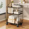 Estante móvel, cesto de armazenamento sob a mesa, solução de armazenamento doméstico para mesas, carrinho com rodas, organizador de estante