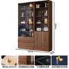 Estantería y Armario de Almacenamiento de Madera Maciza Integrados Contra la Pared para Uso Doméstico, Aparador de Vino para Sala de Estar, Estante de Almacenamiento con Puertas de Cristal, Vitrina de Pared Completa de Piso a Techo