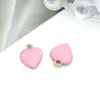 Pulseira Colar Brincos Pingente Coração Esmaltado Dupla Face Aço Inoxidável Gotejamento de Óleo Pequeno Charme Acessórios para Joias DIY