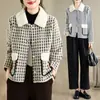 Suéter estilo Chanel, cárdigan de piel sintética de visón, ajustado estilo coreano, top corto elegante con cuello de solapa para mujer