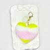 Llavero colgante de pompón de corazón multicolor, adorno colgante para coche, pequeño corazón de durazno de felpa con estampado de leopardo, accesorios de joyería al por mayor