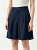 Novos Shorts de Linho Lyocell Tencel de Verão 2026 para Mulheres, Shorts Casuais Finos Versáteis Estilo Old Money Emagrecedores