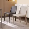 Cadeira de jantar em couro de sela para uso doméstico, cadeira de jantar italiana minimalista moderna de luxo leve, cadeira de mesa de jantar minimalista nórdica com encosto