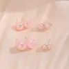 Aretes de Perla Rosa Dulces y Frescos de Aguja Plateada para Niñas, Aretes de Botón Sencillos y Delicados de Gama Alta de Nicho para Mujeres