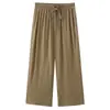 Especial2026 Tallas Grandes Mujer Verano Nuevo Simple Versátil Adelgazante Ligero Tencel Lino Pantalones Curvos 0493