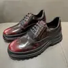 Venda Quente Transfronteiriça Sapatos Casuais de Couro Genuíno Superfície Brilhante Polida Cabedal de Couro Bovino Cadarço Masculino Sapatos de Couro para Trabalho de Solado Grosso
