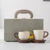 Taza de cerámica estilo chino con ceniza vegetal para oficina, taza de té, taza de café para uso en casa y oficina, doble propósito para té y café, juego en caja de regalo, personalizable