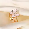 Anillo de Lujo Ligero de Moda Coreana Tendencia en Tiktok con Microincrustaciones de Diamante y Madreperla para Mujer con Acabado de Alta Gama Que No Se Desvanece