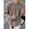 Otoño/Invierno 2026 Nuevo Camiseta Casual Suelta de Color Sólido con Cuello Redondo y Manga Larga de Chenille Estilo Americano High Street para Hombre y Mujer Tendencia