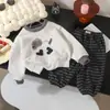 Conjunto de Sudadera 3D de Cachorro para Niños, Estilo Primavera y Otoño, Conjunto de Dos Piezas con Pantalones Jogger Rayados para Niños, Ropa Casual para Bebé