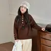 Suéter de niña invierno super bueno ropa interior 2026 nuevo engrosado tejido para niña niños cálido top rojo