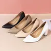Zapatos de vestir de moda para mujer, tacón grueso, nueva colección otoño 2026, zapatos de trabajo de punta fina, apertura baja, estilo slip-on, tacones altos coreanos, diseño simple