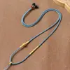 Estilo Tradicional Chinês Cordão Trançado Feito à Mão DIY Tecelagem Joias Pingente de Jade Ágata Esmalte Corda de Joias de Ouro Antigo Pingente de Moda Cordão