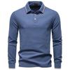 2025 Nuevo Otoño Camiseta Polo de Manga Larga para Hombre Solapa Color Puro Tops Versátiles para Hombre