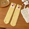Calcetines de Coral para Niños Otoño e Invierno Espesos Cálidos para Dormir Niños Niñas Bebés Ojos Grandes Antideslizantes para el Suelo