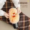 Zapatos de mujer Augushiden de punta cuadrada en color marrón, nuevo modelo de invierno 2026, tacón grueso, cómodos y elegantes, zapatos de algodón peludos